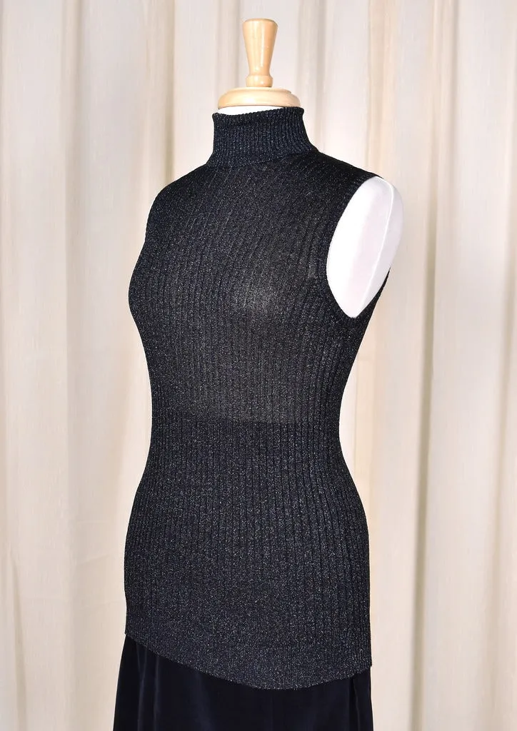 1960s Vintage Sparkly Turtleneck Top