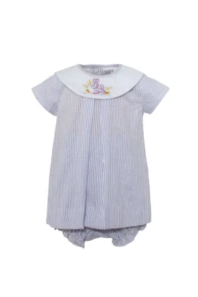 20138-Seersucker Bunnies Sleeve Bishop Girl Dress Lilac