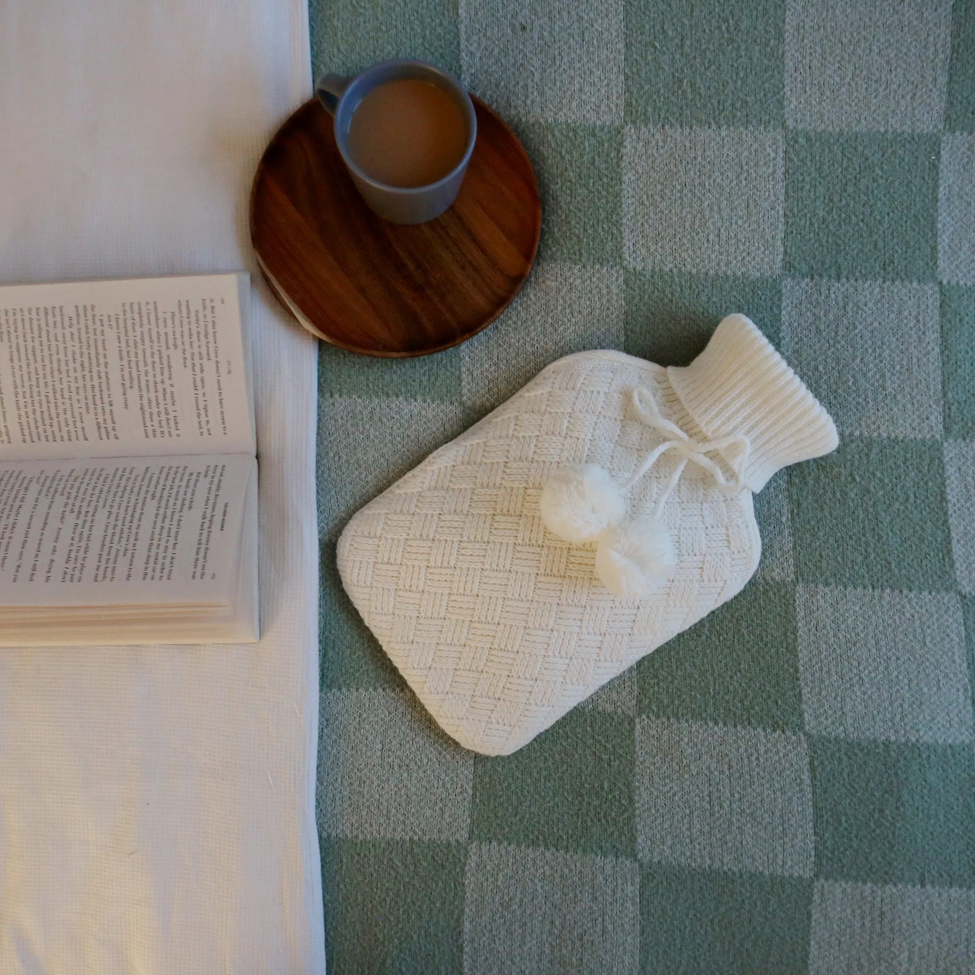 2L Pom Pom Knitted Hot Water Bottle & Cover Set - By Nicola Spring