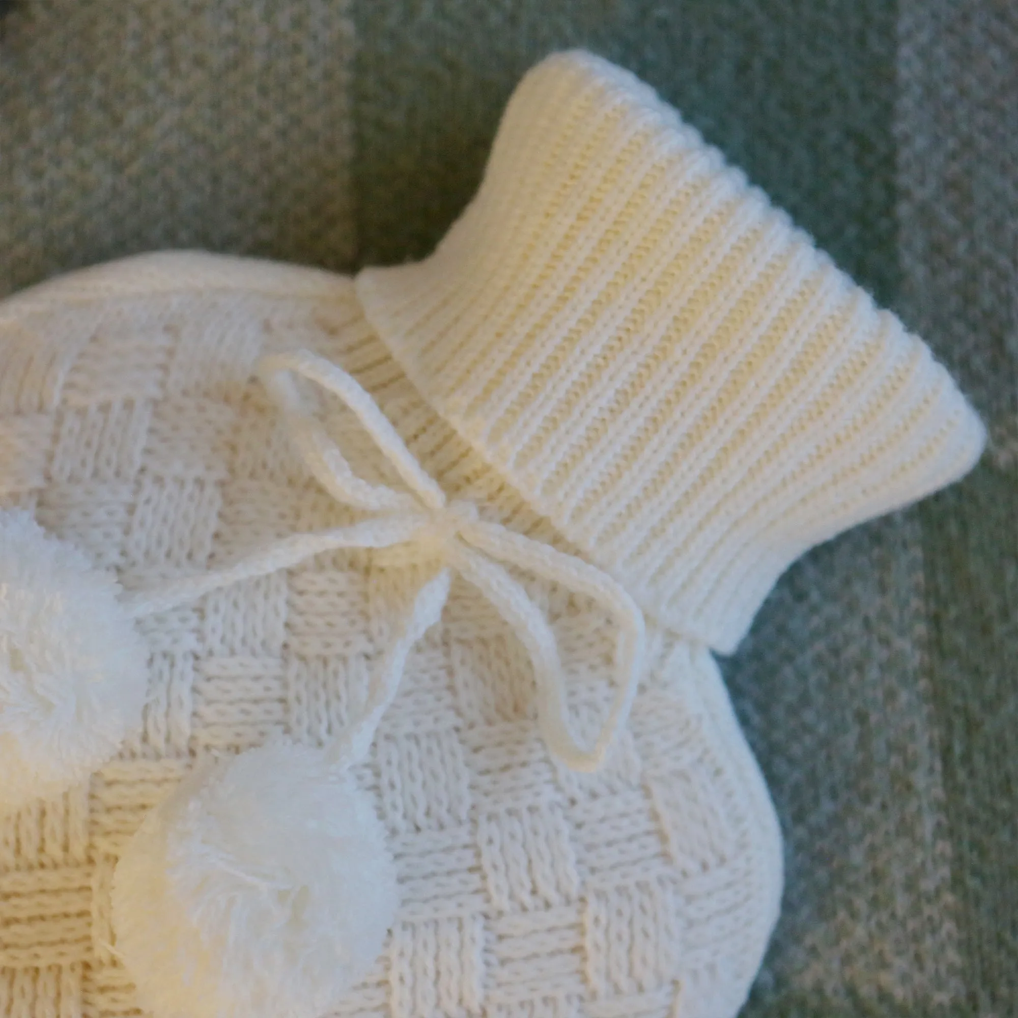 2L Pom Pom Knitted Hot Water Bottle & Cover Set - By Nicola Spring