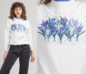 90s Metallic Crocus Flower Sweatshirt - Small