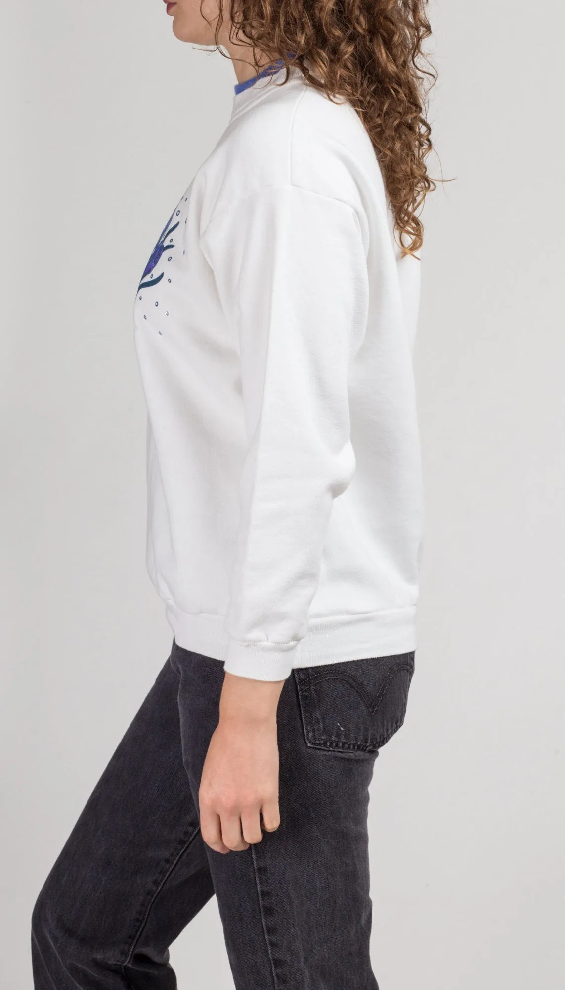 90s Metallic Crocus Flower Sweatshirt - Small