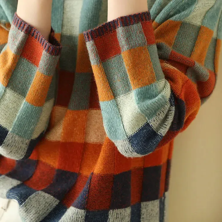 Adalynn | Colorful Cashmere Turtleneck Sweater with Elegant Patchwork Design