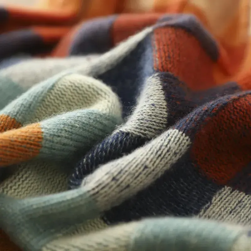 Adalynn | Colorful Cashmere Turtleneck Sweater with Elegant Patchwork Design