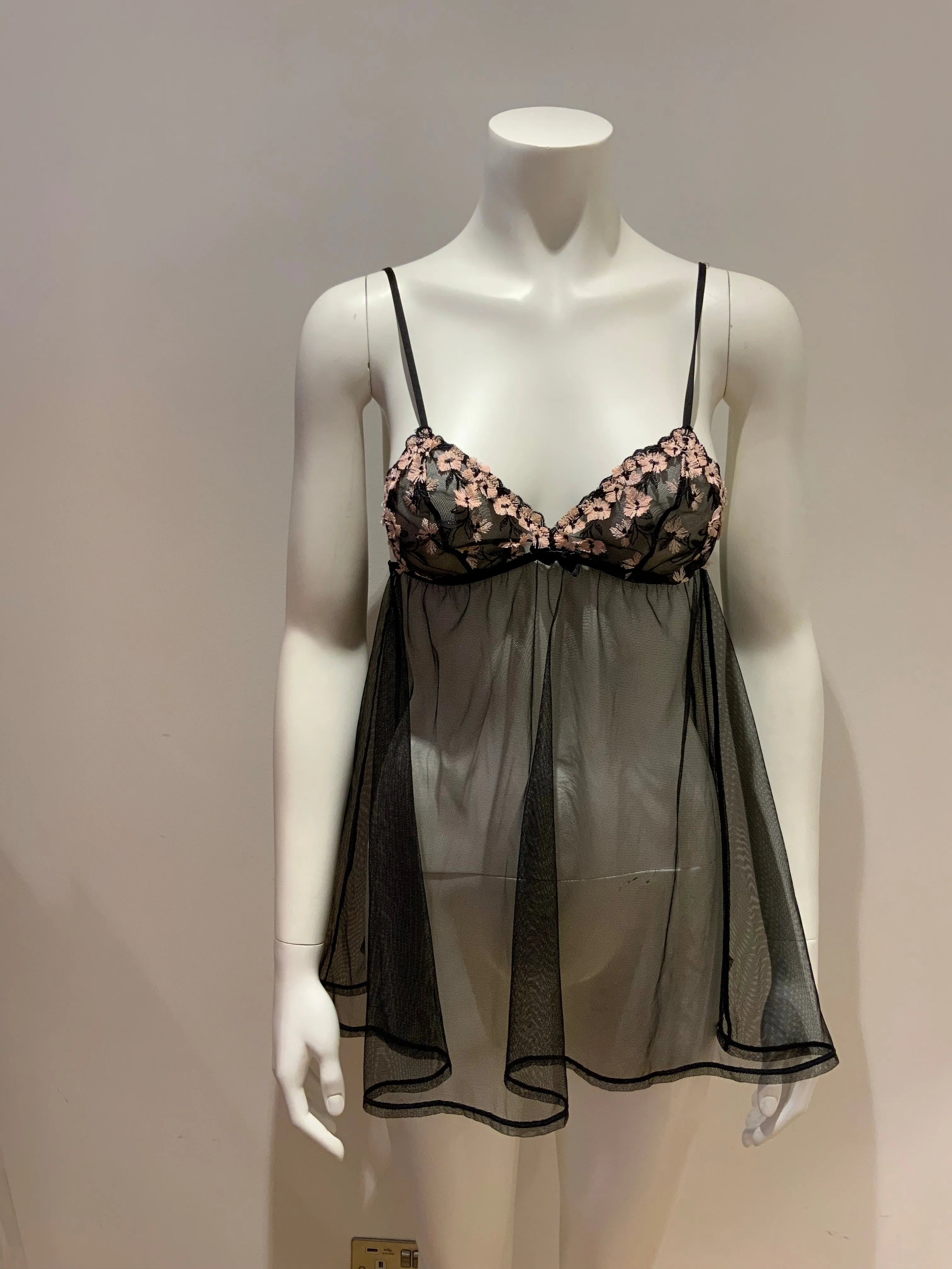 Agent Provocateur Black L'agent By Kaity Sheer Mesh Babydoll Casual Dress small ladies