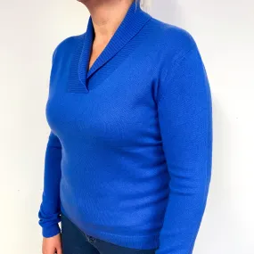 Air Force Blue Cashmere V-Neck Jumper Large