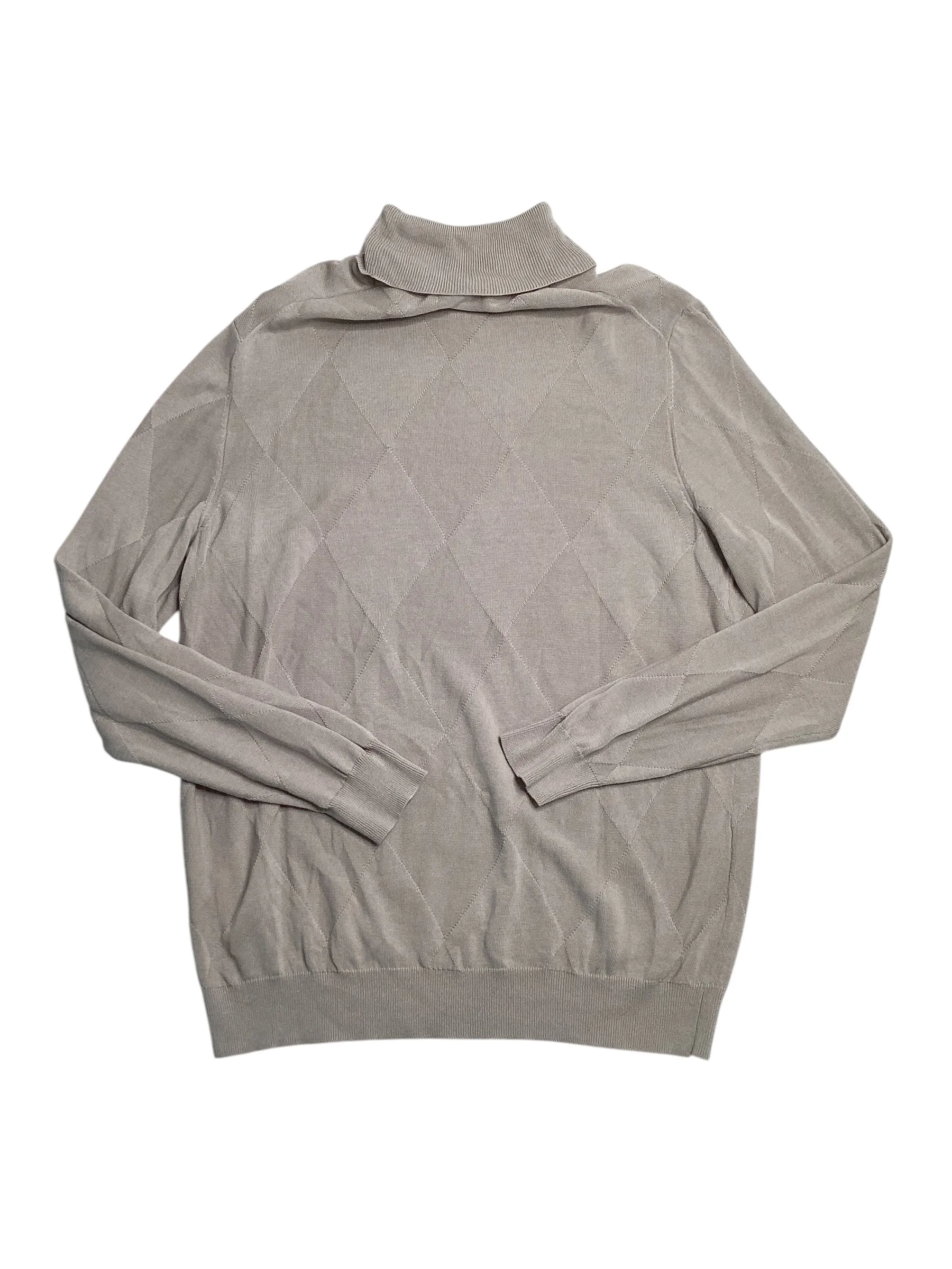 Alfani Mens Textured Turtleneck Sweater London Plane Light Grey 2XL