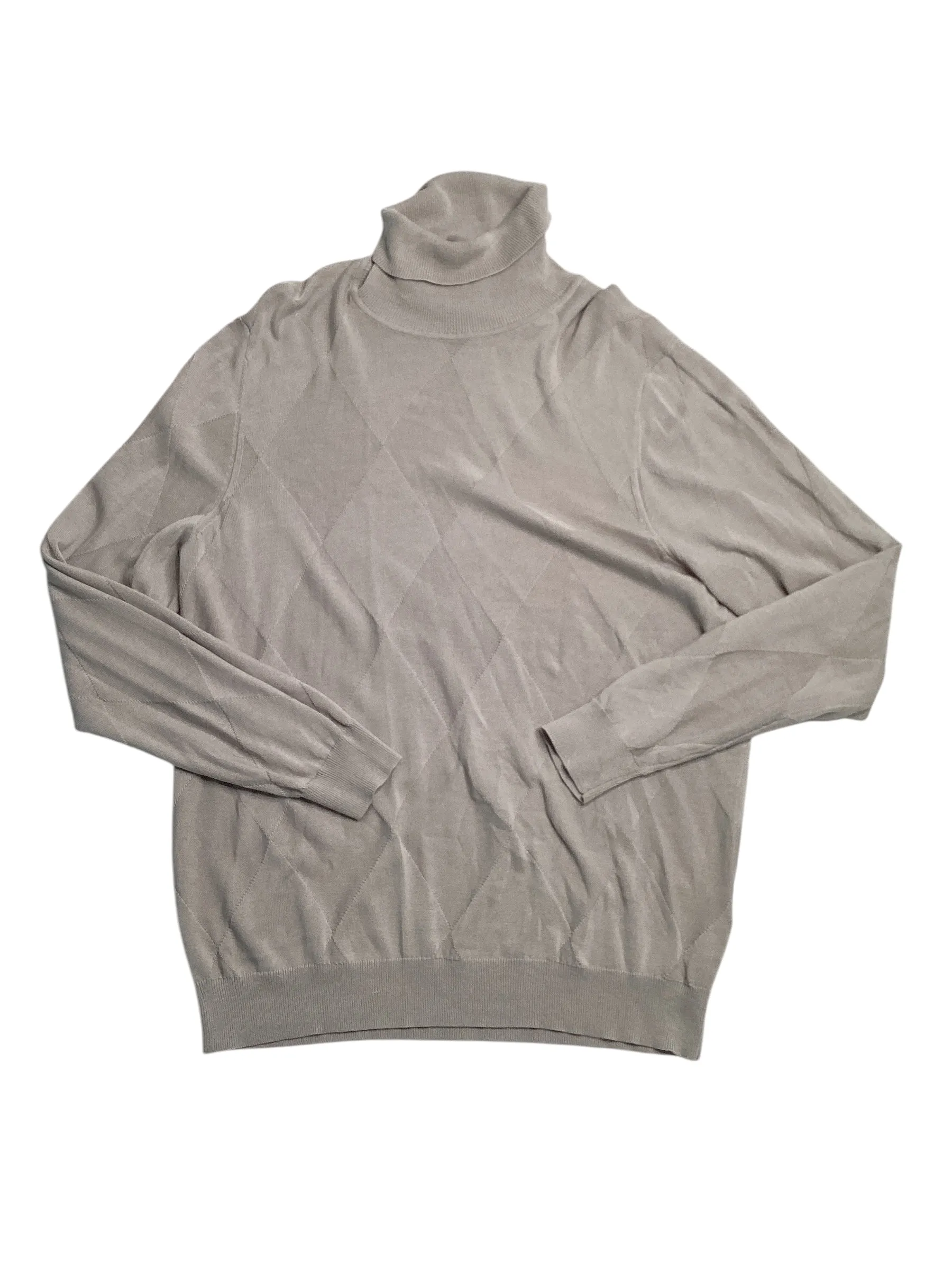 Alfani Mens Textured Turtleneck Sweater London Plane Light Grey 2XL