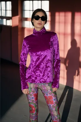 AW Velvet Turtleneck - Fuchsia Long-Sleeve