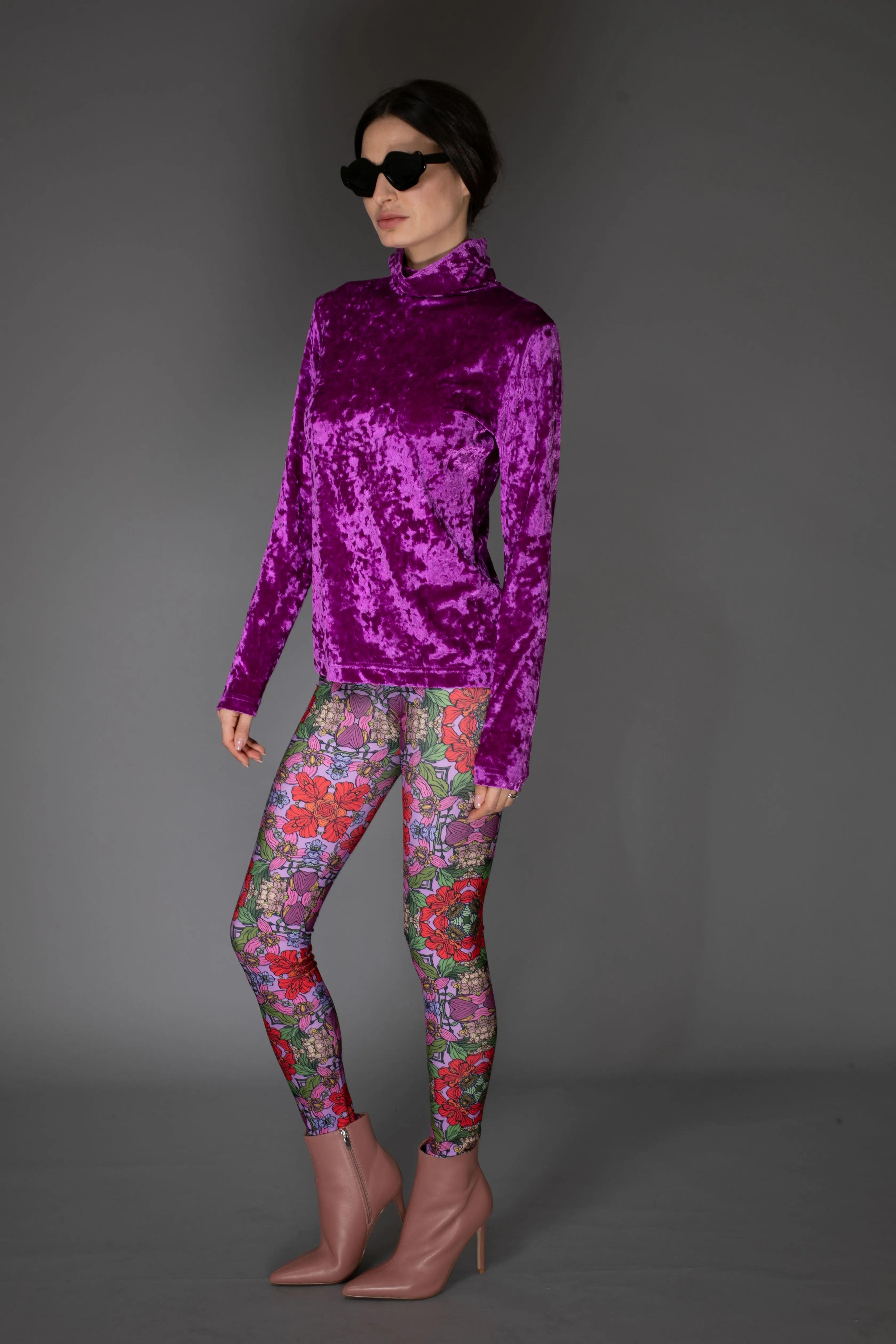AW Velvet Turtleneck - Fuchsia Long-Sleeve