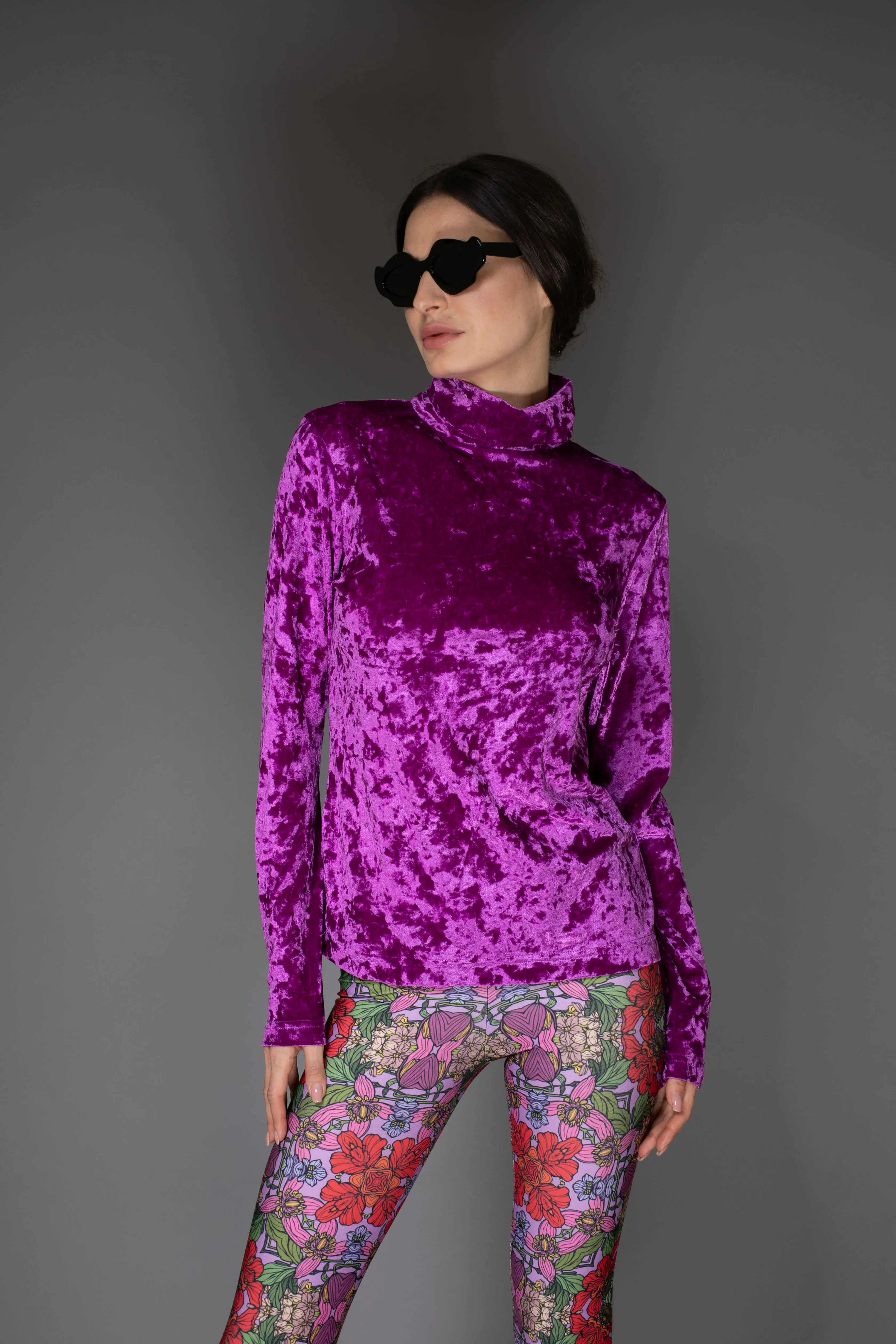AW Velvet Turtleneck - Fuchsia Long-Sleeve