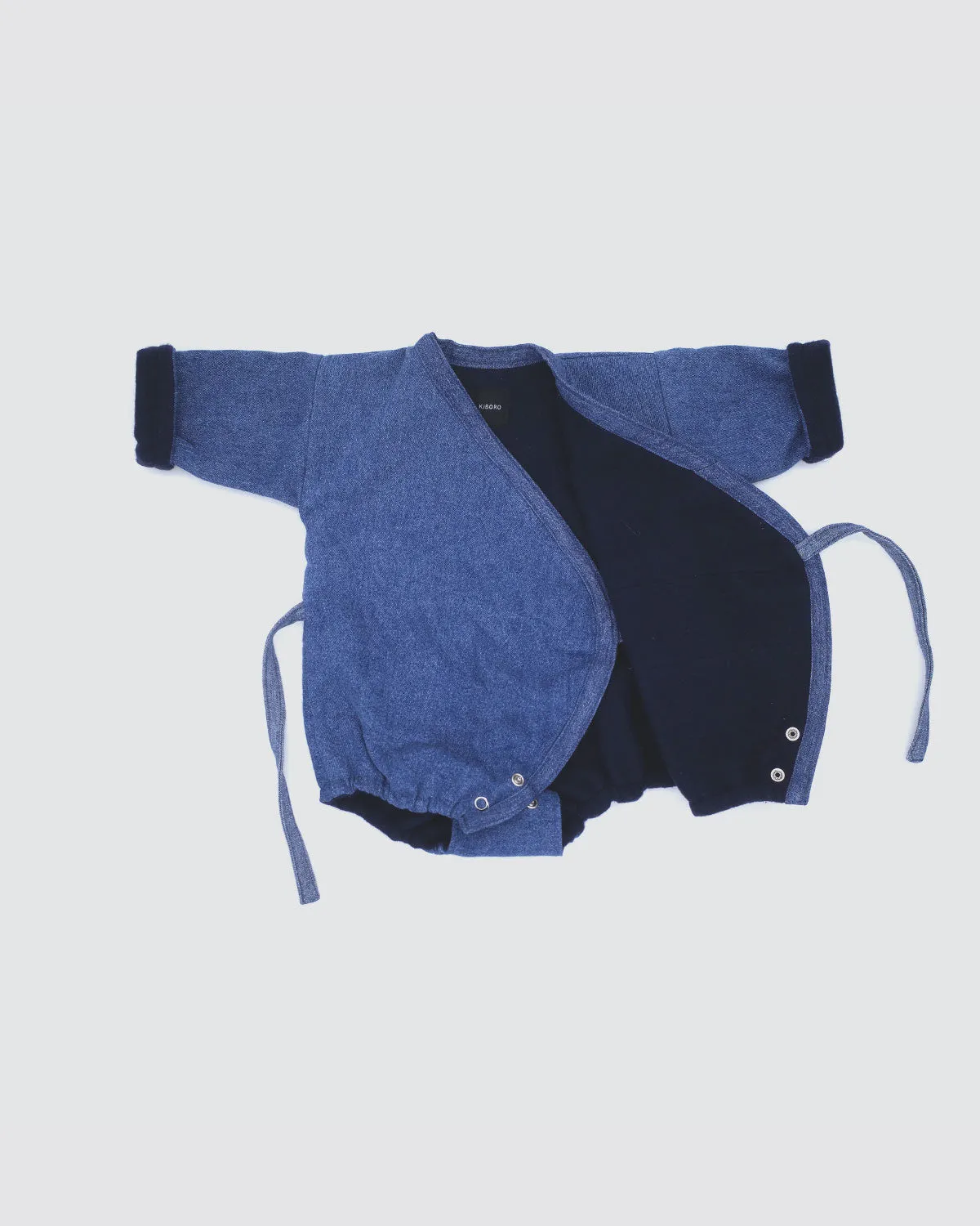 Baby winter kimono onesie  Dark vintage denim