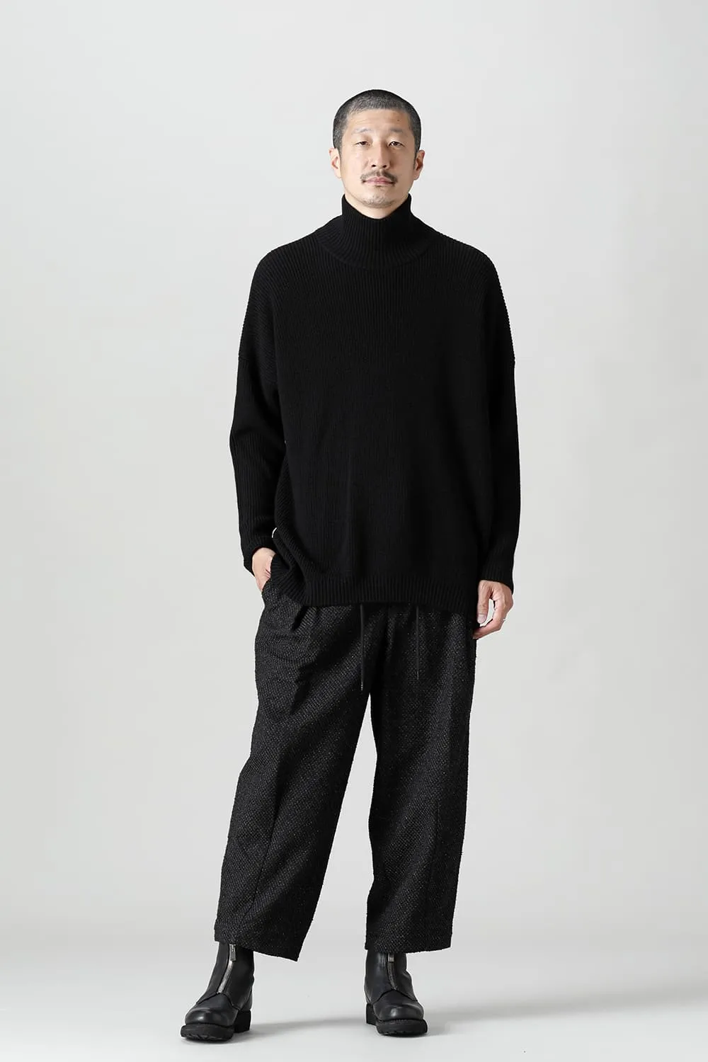 Baggy cropped pants Silk mixed Jacquard