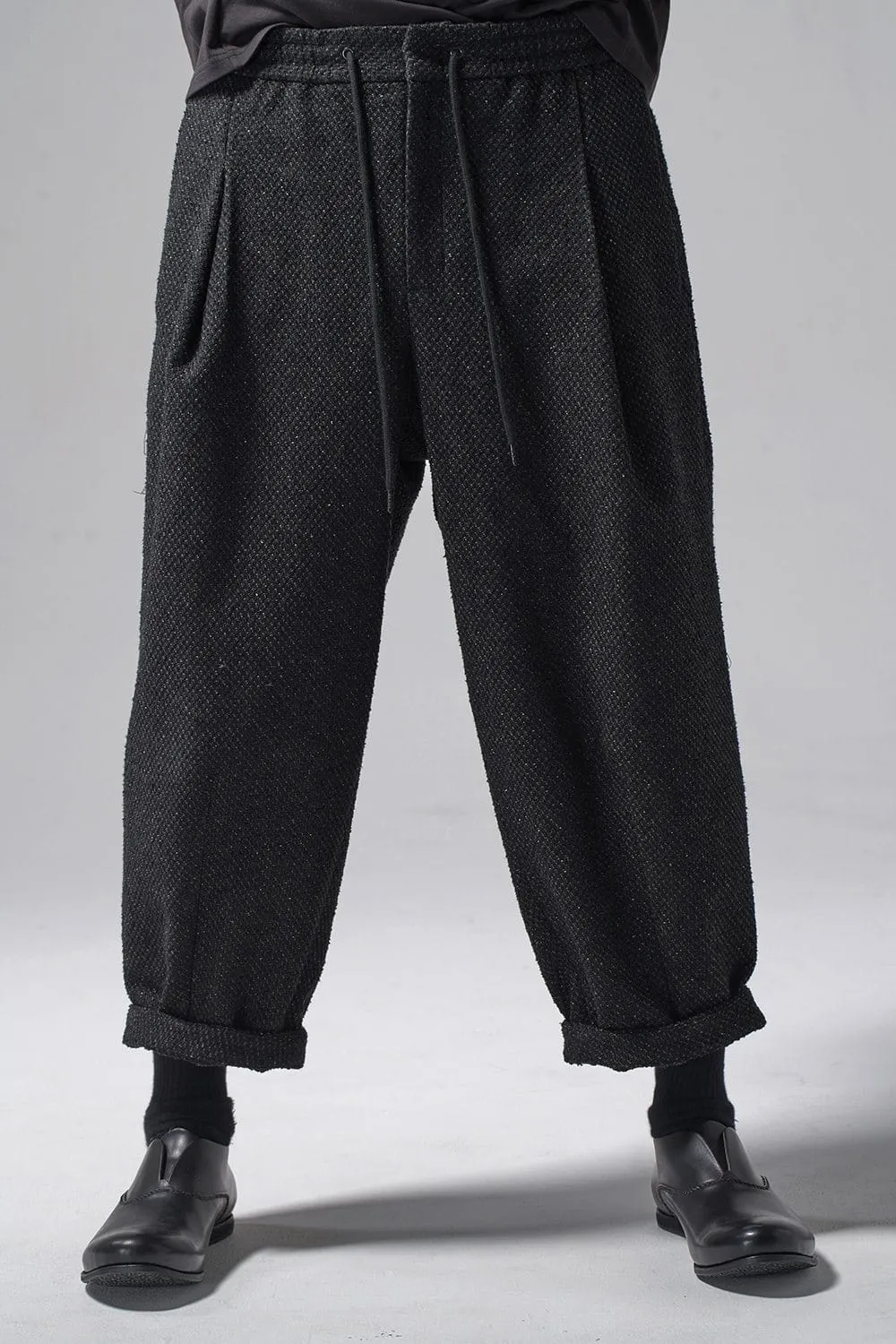 Baggy cropped pants Silk mixed Jacquard