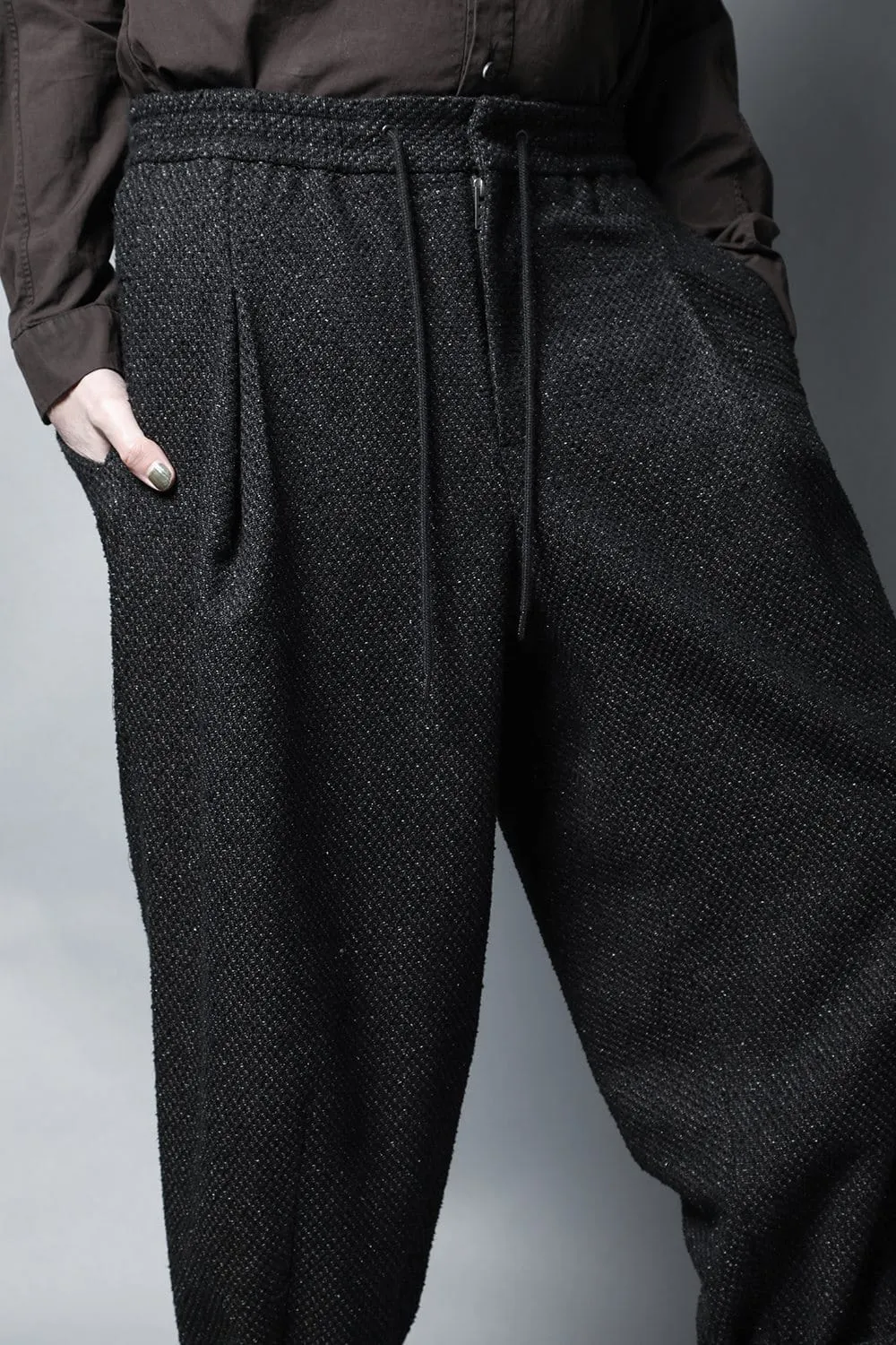 Baggy cropped pants Silk mixed Jacquard