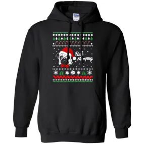 Bah Hum Pug Dog Christmas Men Pullover Hoodie