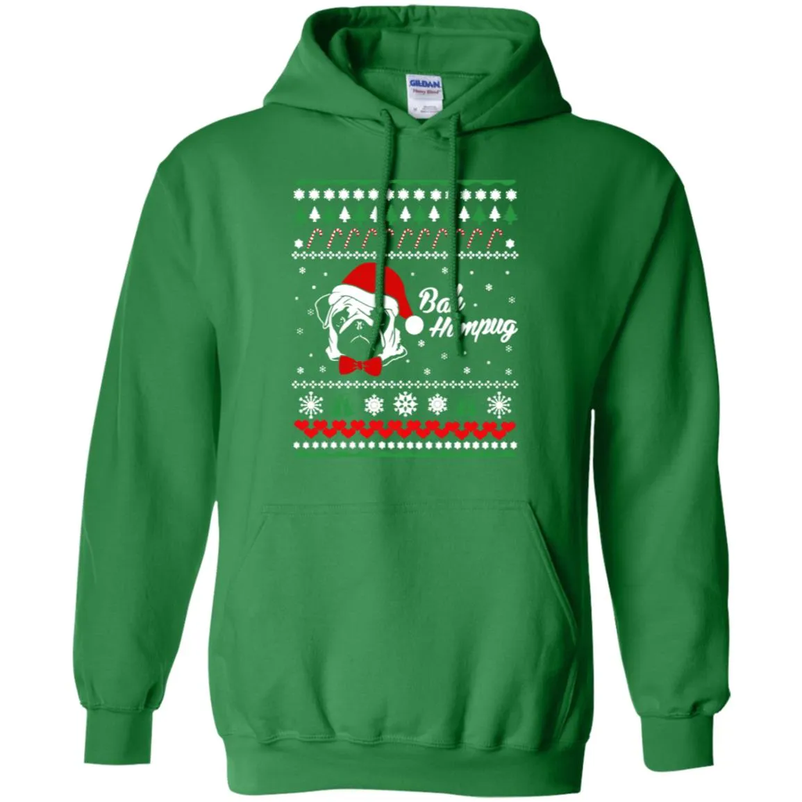 Bah Hum Pug Dog Christmas Men Pullover Hoodie