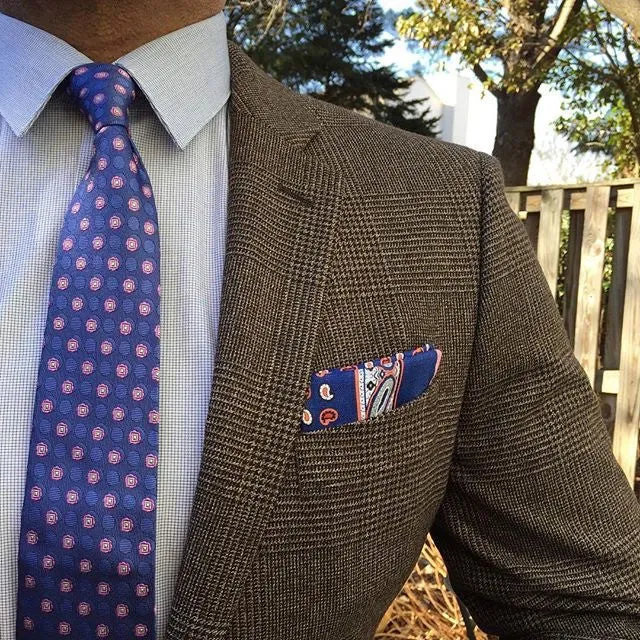 Baldwin Abstract Linen Pocket Square, Blue / Red