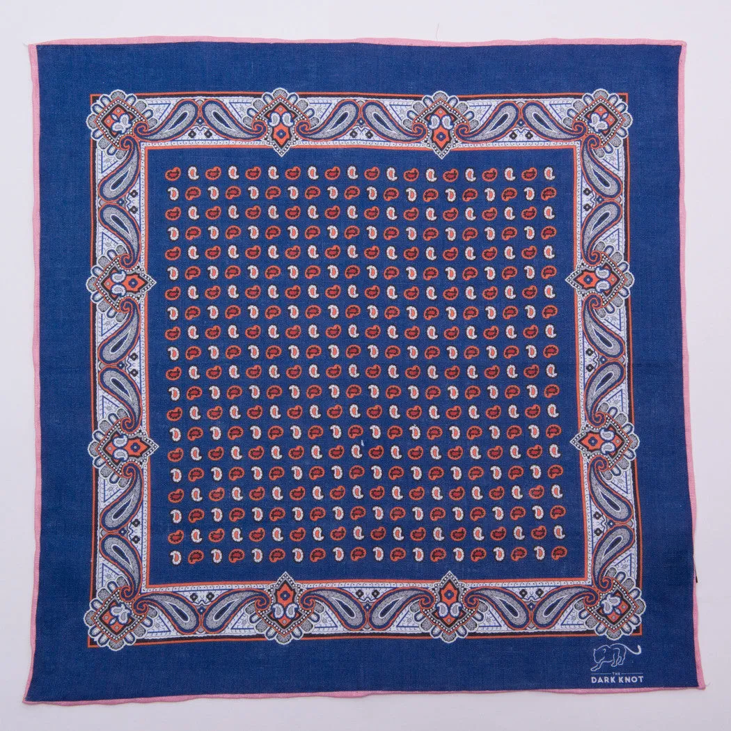 Baldwin Abstract Linen Pocket Square, Blue / Red