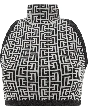 Balmain Monogram Turtleneck Crop Top