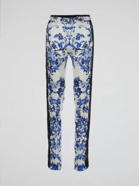 Baroque Print High-Waist Pants