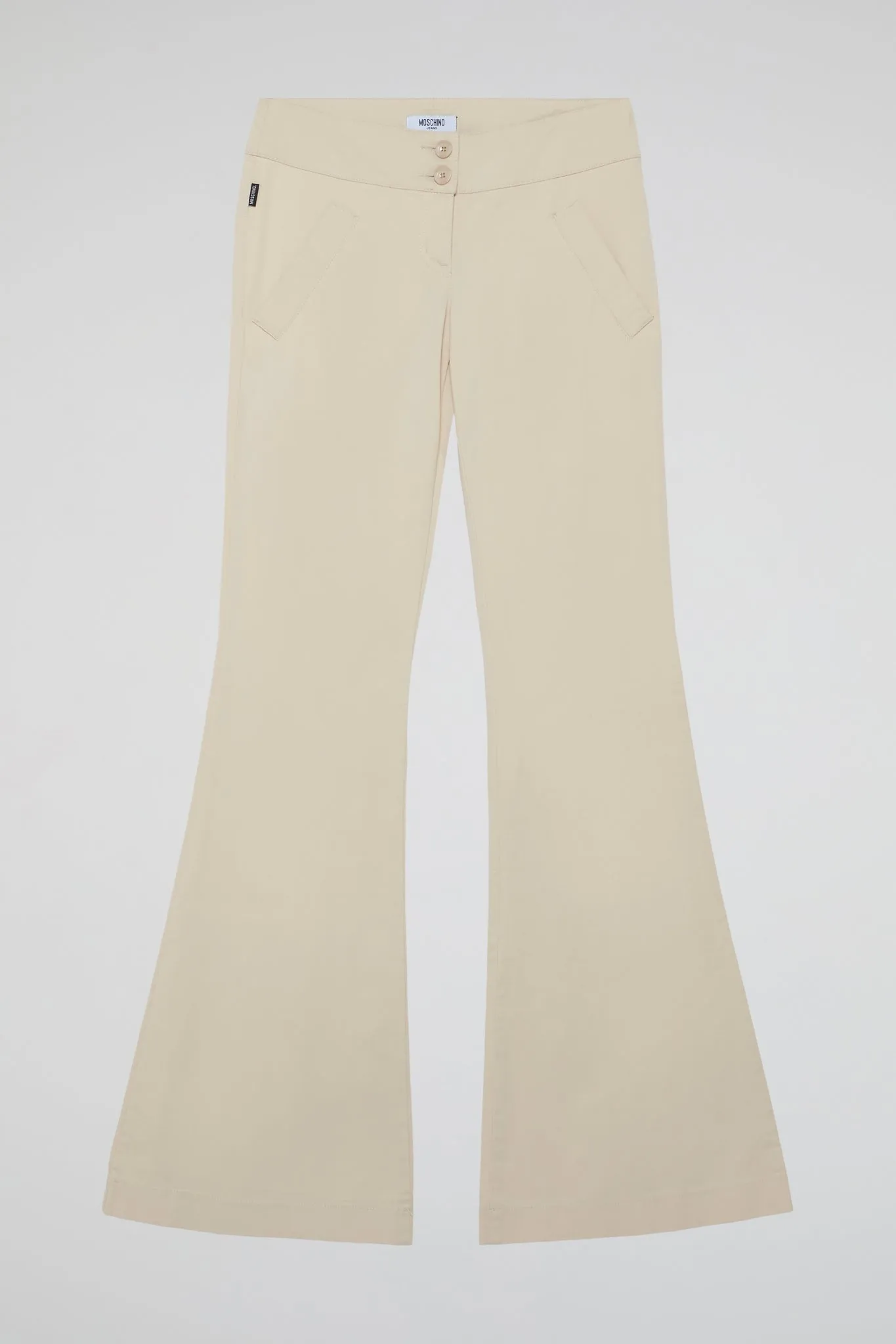 Beige Chic High-Waist Flare Pants