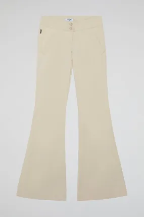 Beige Chic High-Waist Flare Pants
