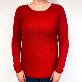 Berry Red Cashmere Crew Neck Jumper Large