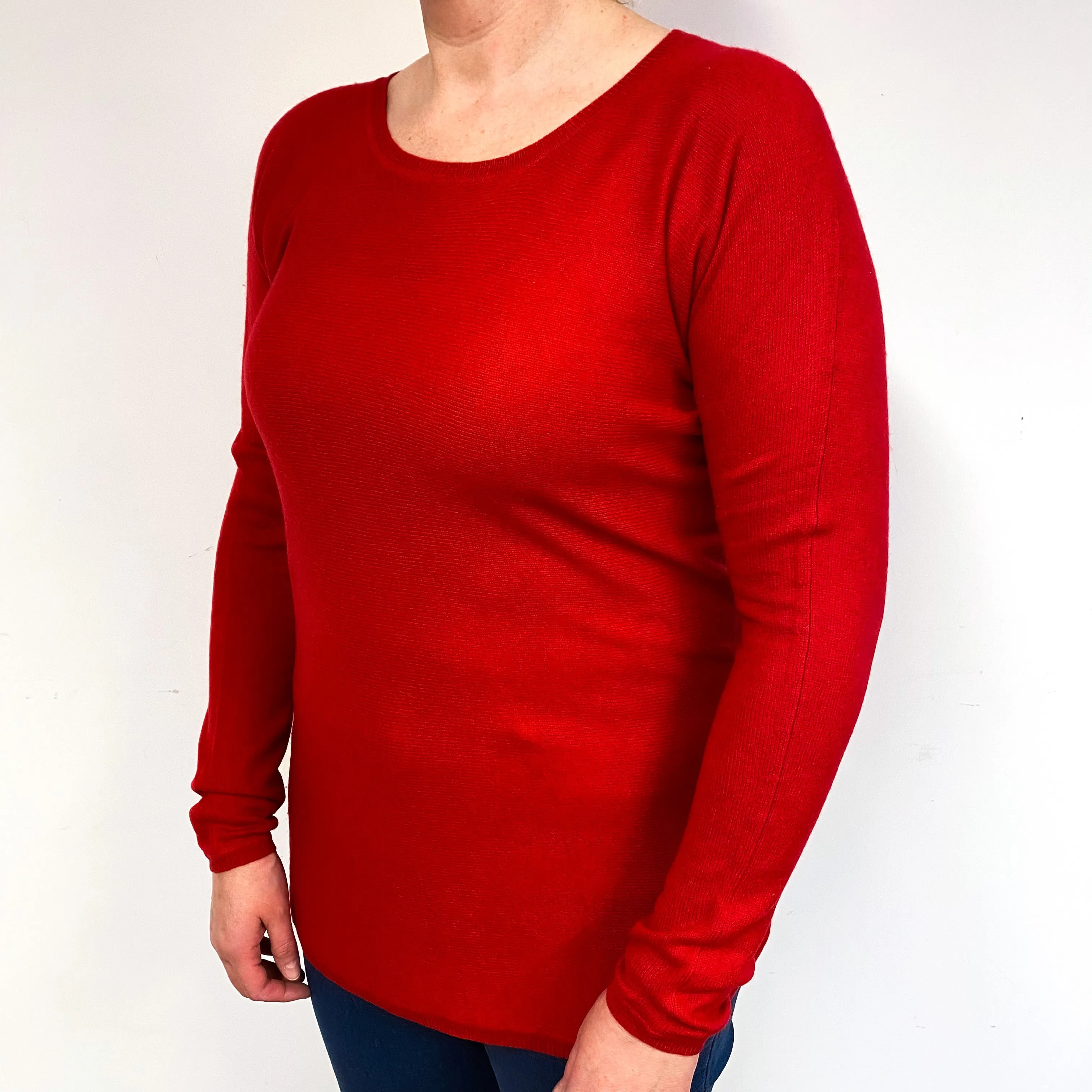 Berry Red Cashmere Crew Neck Jumper Large