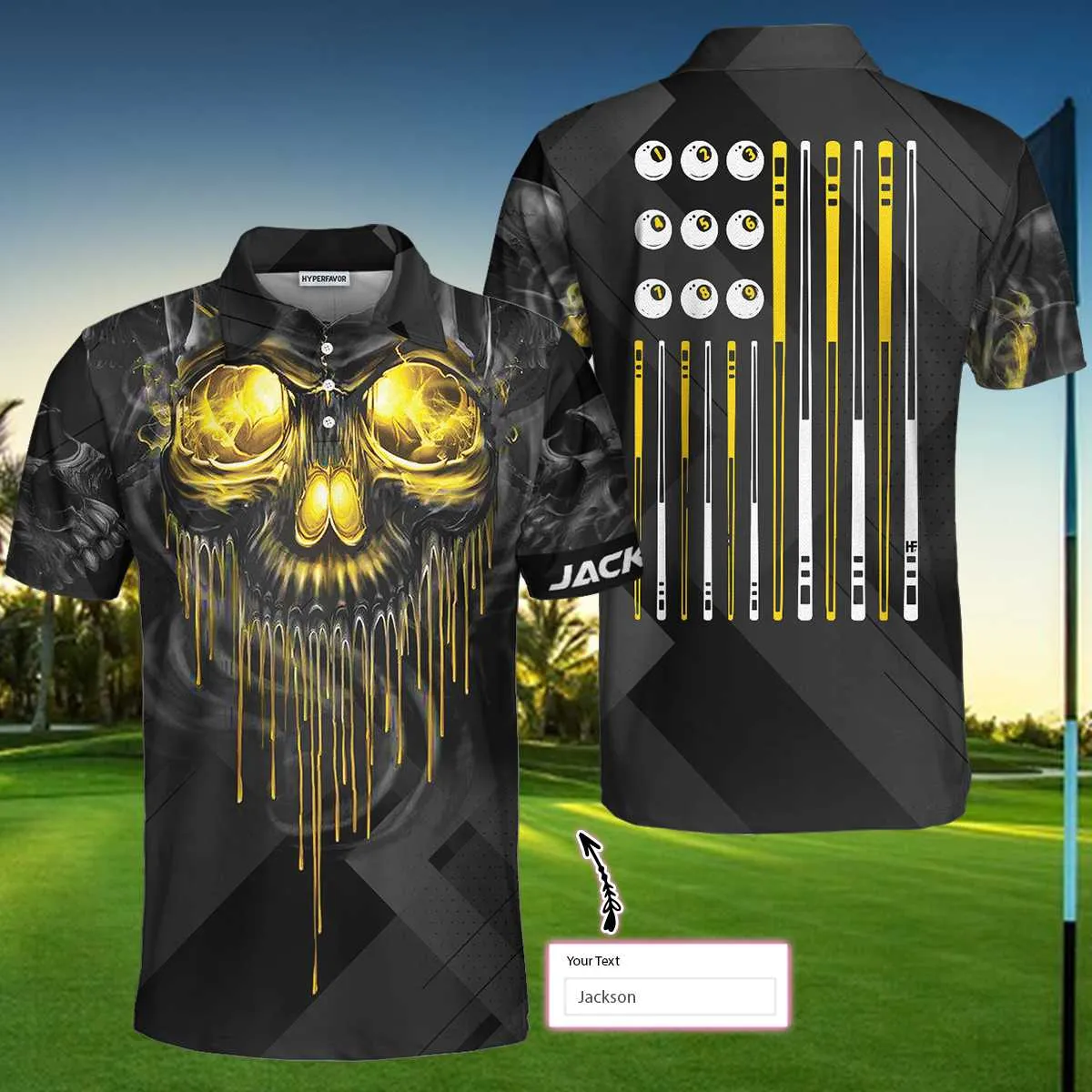Billiards Pool Player Skull Custom Polo Shirt, Skull Billiards Shirt For Billiards Players, Personalized Billiards Gift