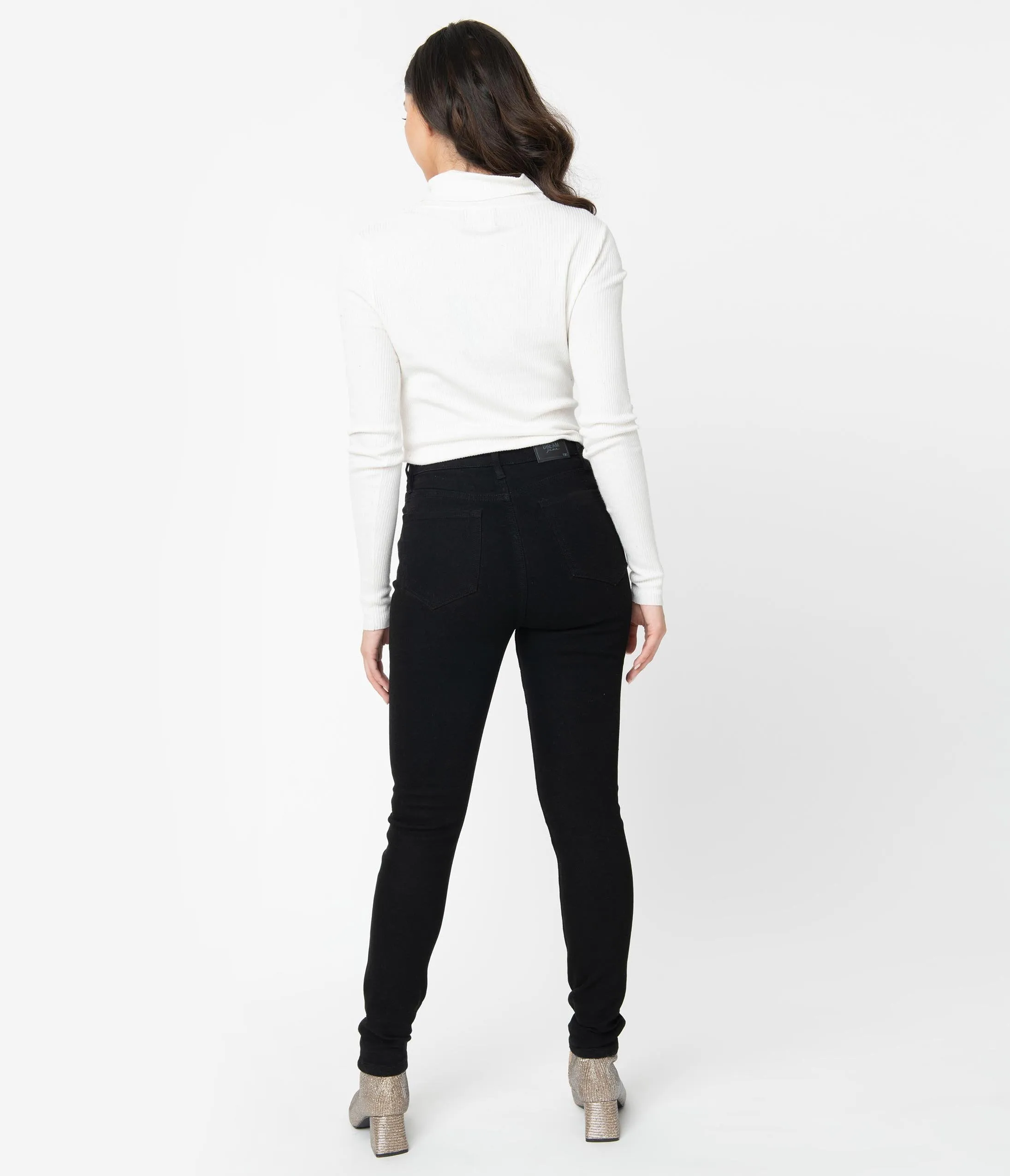 Black Denim High Waist Skinny Jeans