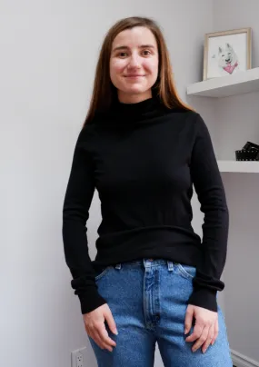 Black Silk & Cotton Turtleneck - S/M