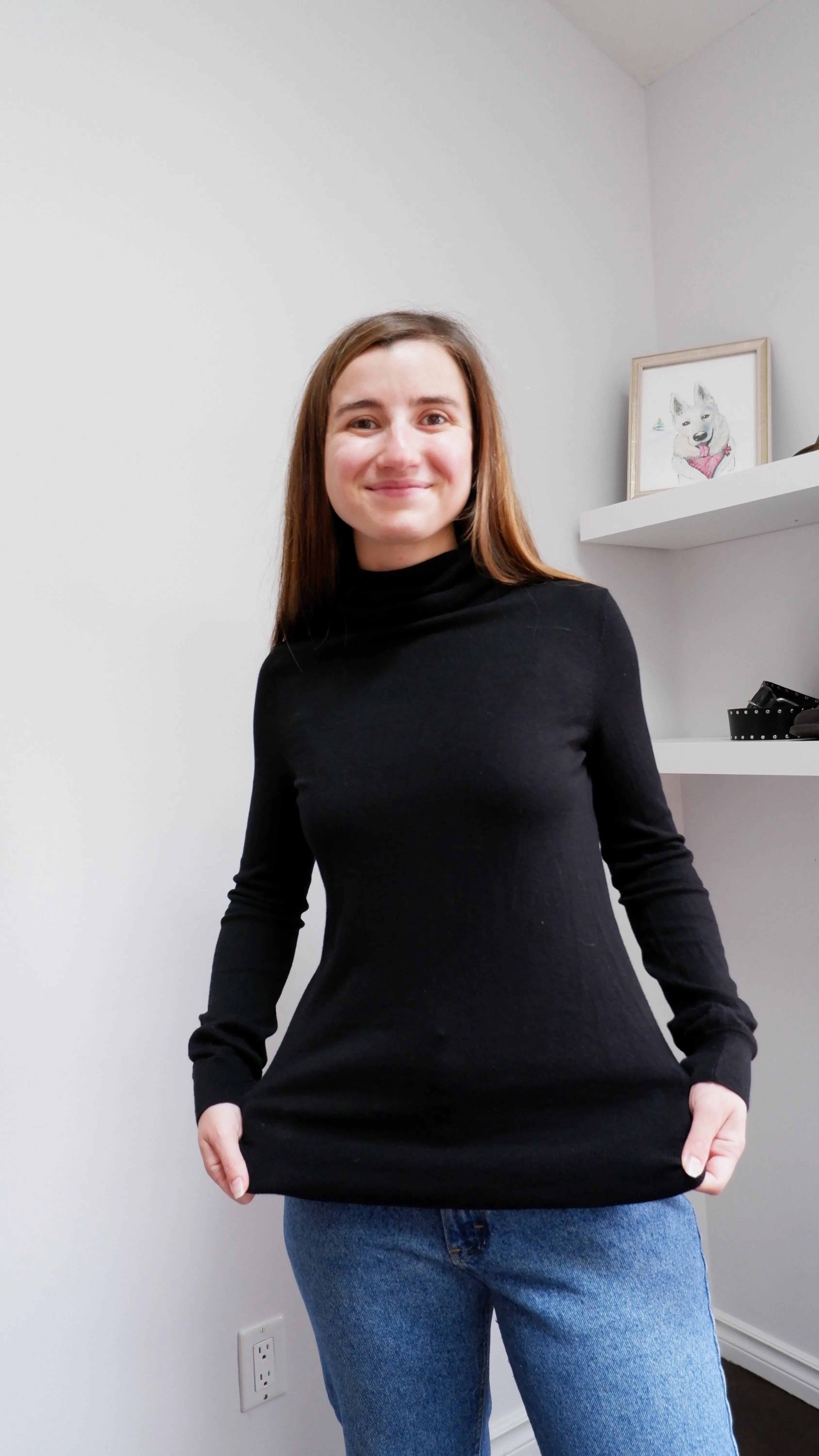 Black Silk & Cotton Turtleneck - S/M