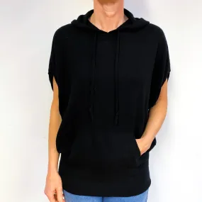 Black Sleeveless Cashmere Hoodie Medium