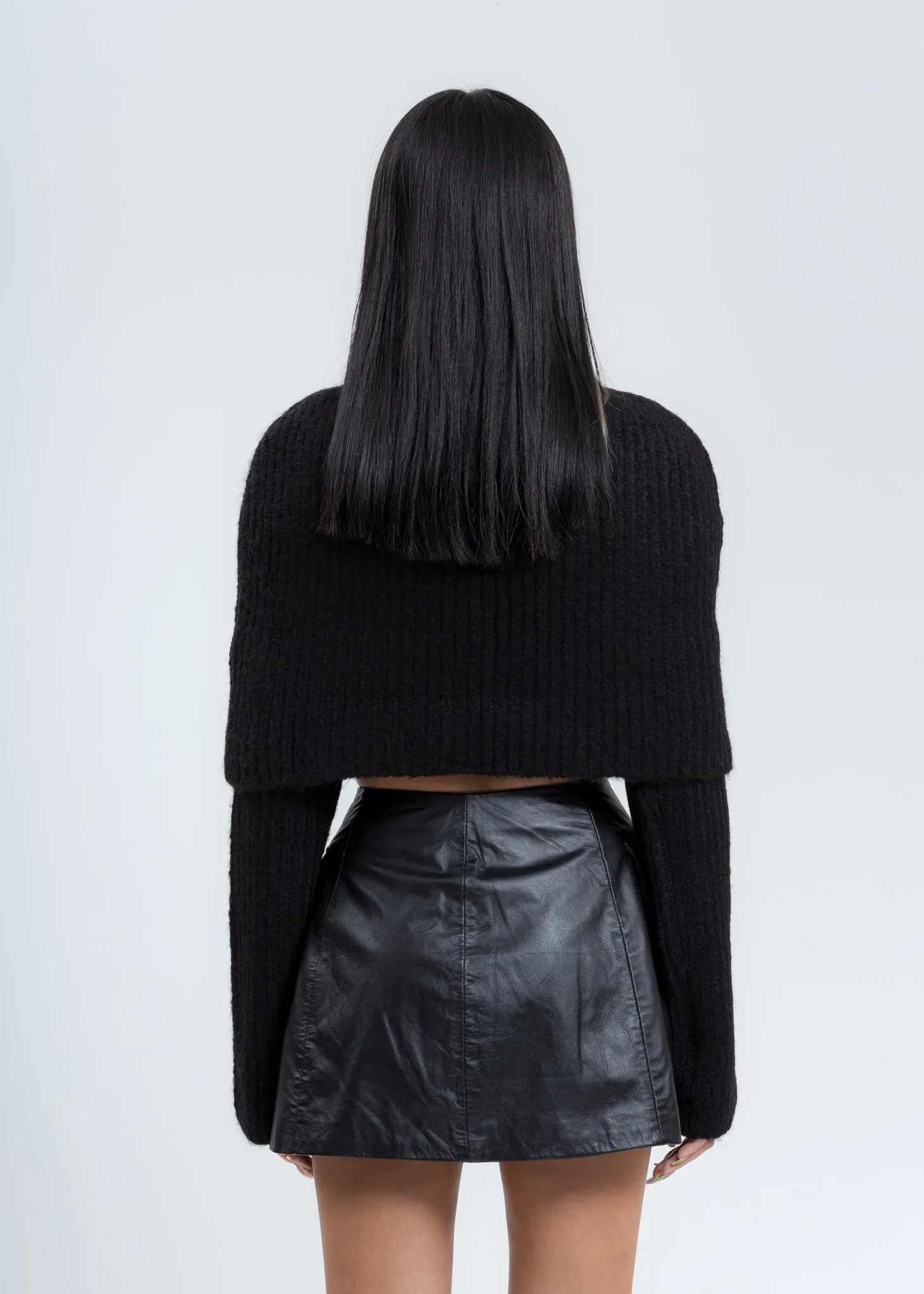 Black Turtleneck Knit Cape