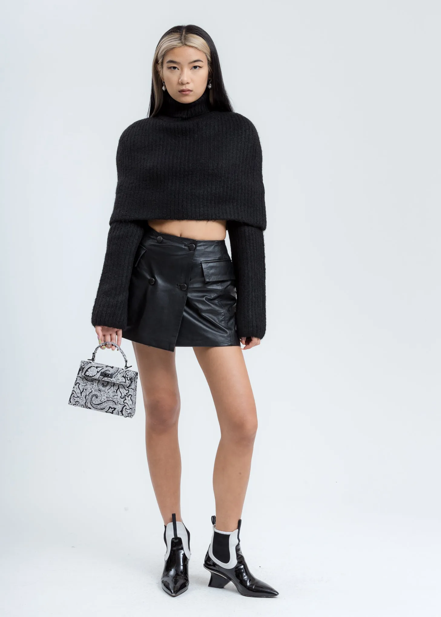 Black Turtleneck Knit Cape
