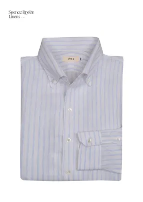 Blue Stripes Linen One Piece Collar Men Shirt