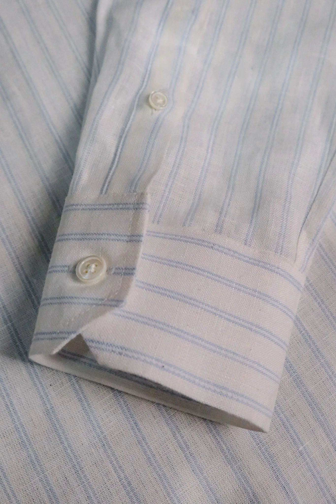 Blue Stripes Linen One Piece Collar Men Shirt