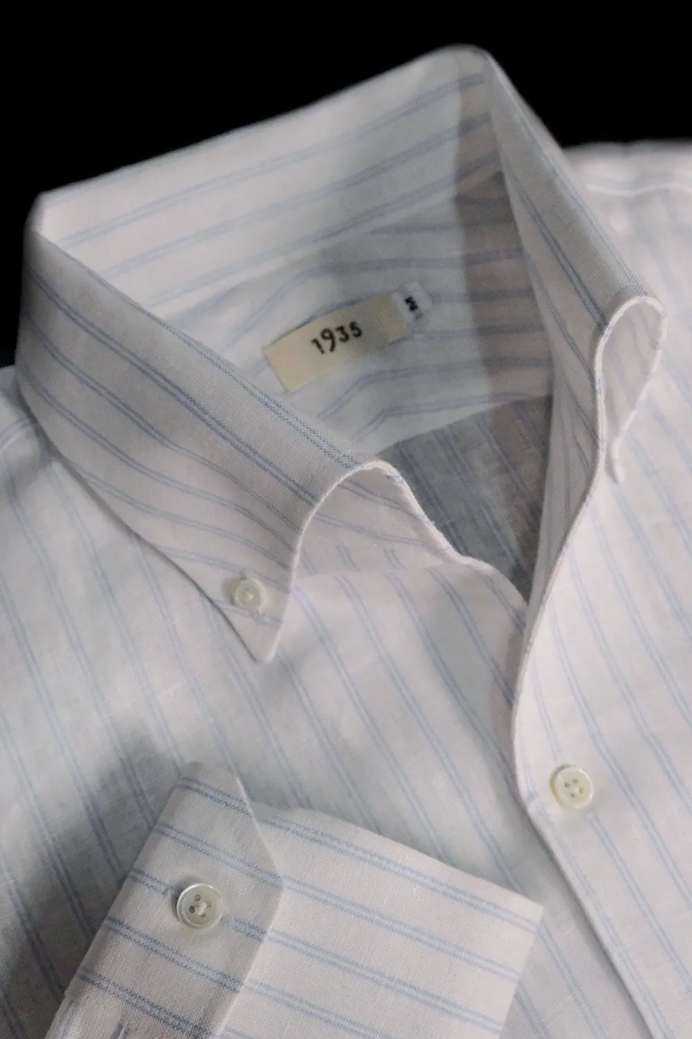 Blue Stripes Linen One Piece Collar Men Shirt
