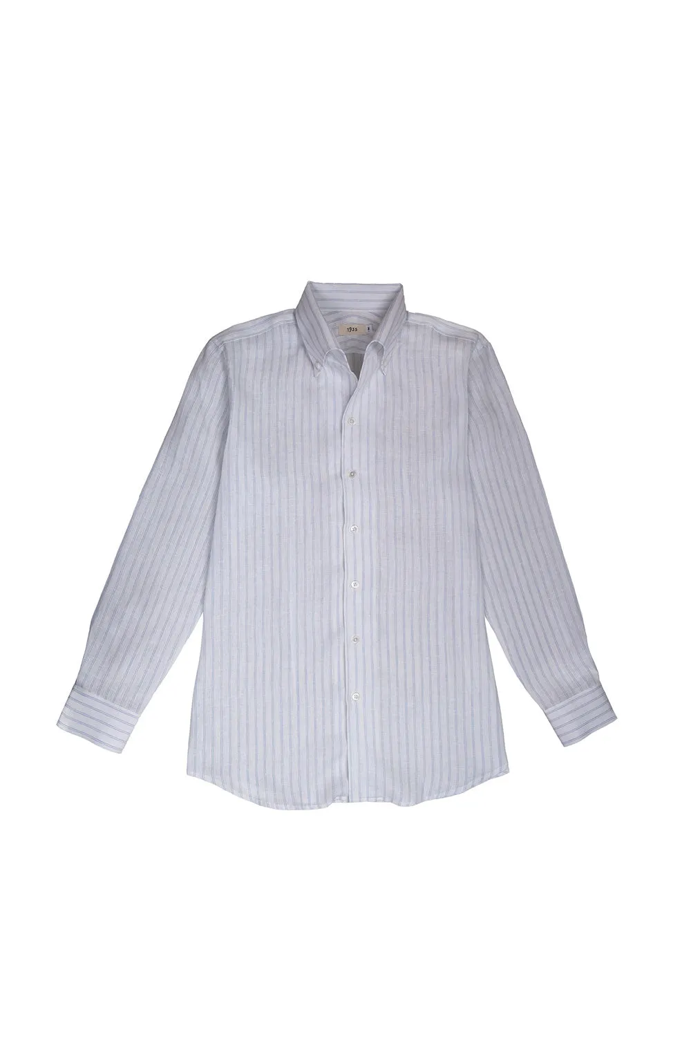 Blue Stripes Linen One Piece Collar Men Shirt