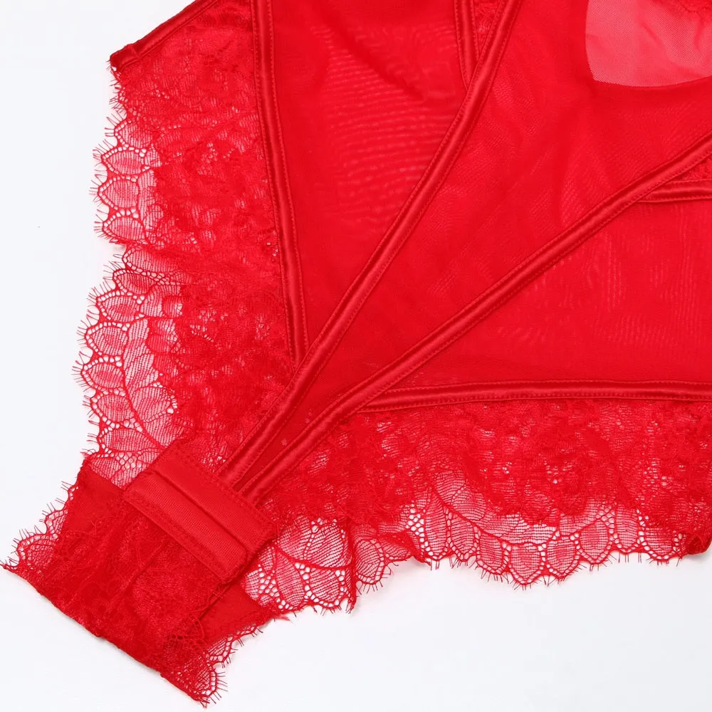 Bodysuit Women Push Up Red Strappy Cup