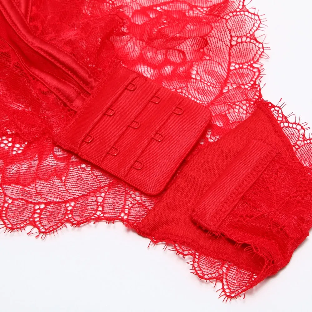 Bodysuit Women Push Up Red Strappy Cup