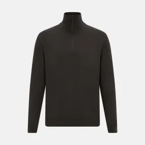 Brown Half-Zip Cashmere Jumper