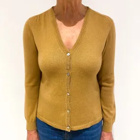 Butterscotch Brown Cashmere V Neck Cardigan Medium