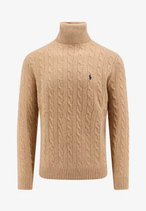 Cable Knit Turtleneck Wool Sweater