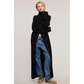 Caroline Turtleneck Sweater Dress in Black
