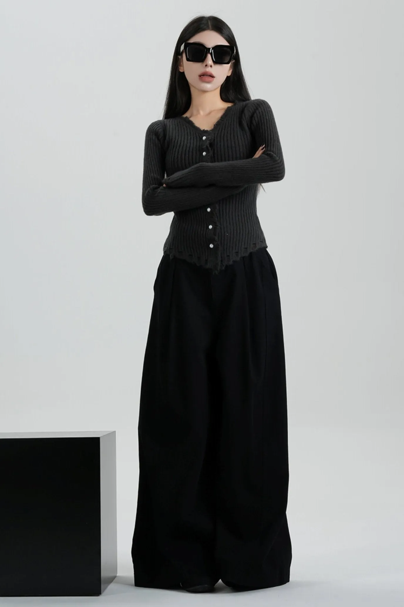 Casual High Waist Mop Pants