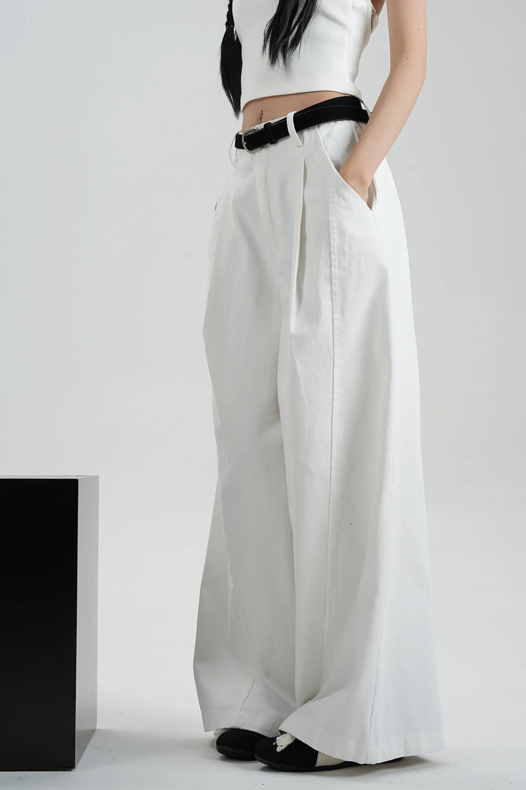 Casual High Waist Mop Pants