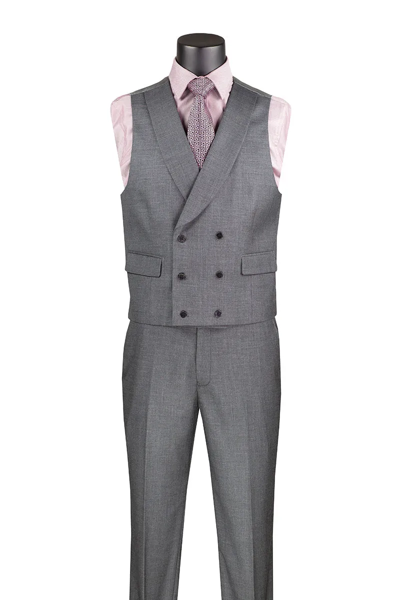 Charcoal Modern Fit 3 Piece Suit with Vest and Adjustable Waist Band Pants