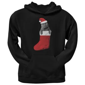 Christmas Stocking Cat Black Adult Hoodie